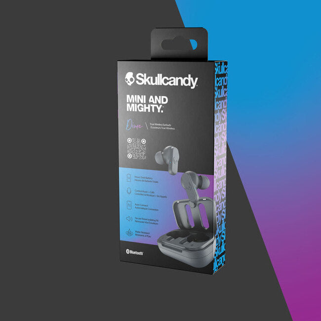 SKULLCANDY DIME - True Wireless Bluethooth Earbud Headphone, Chill Grey. אוזניות סקאלקנדי אלחוטיות בתוך האוזן, מוגן מים, צבע אפור קפוא